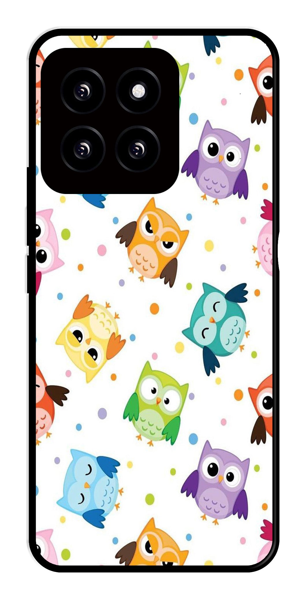 Owls Pattern Metal Mobile Case for Xiaomi 14 5G   (Design No -20)