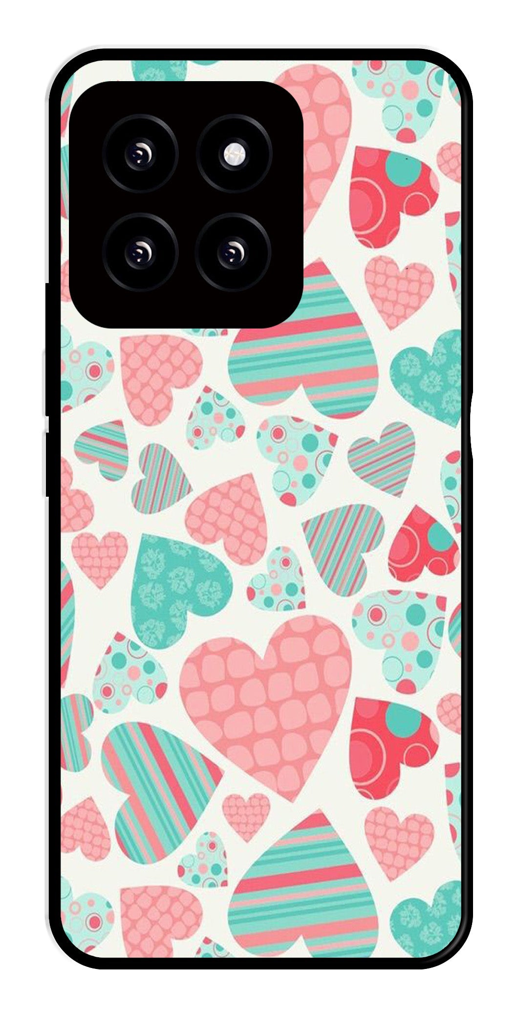 Hearts Pattern Metal Mobile Case for Xiaomi 14 5G   (Design No -22)
