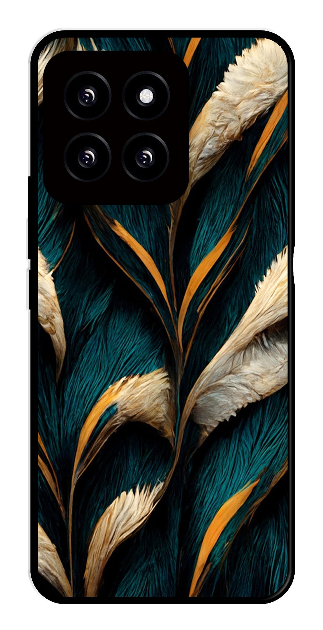 Feathers Metal Mobile Case for Xiaomi 14 5G   (Design No -30)