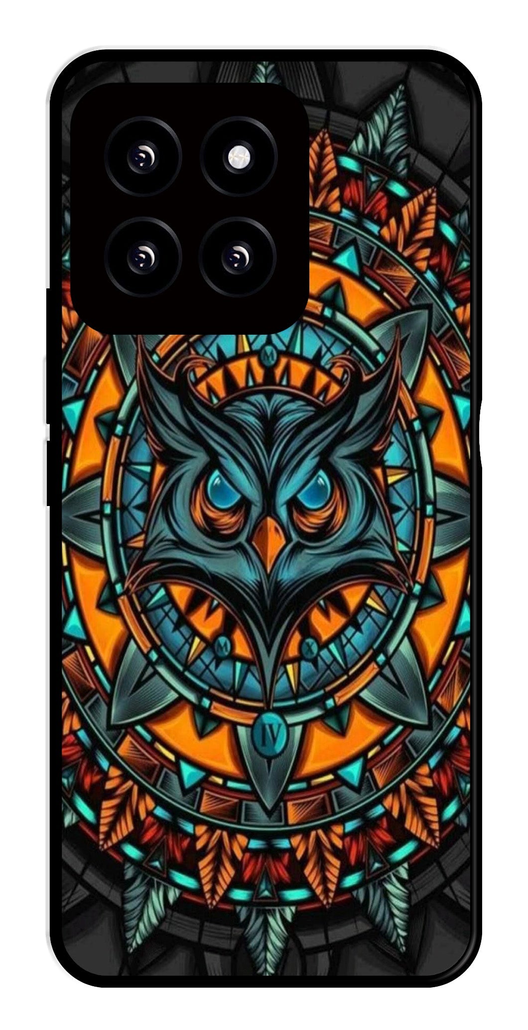 Owl Pattern Metal Mobile Case for Xiaomi 14 5G   (Design No -42)