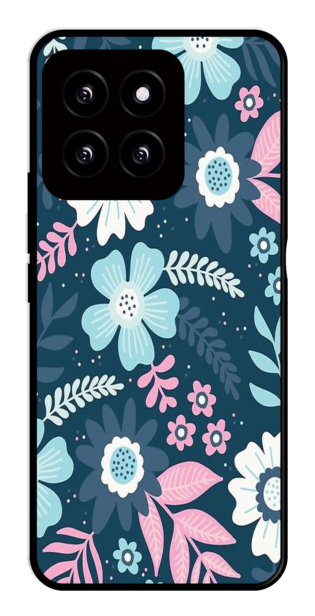 Flower Leaves Design Metal Mobile Case for Xiaomi 14 5G   (Design No -50)