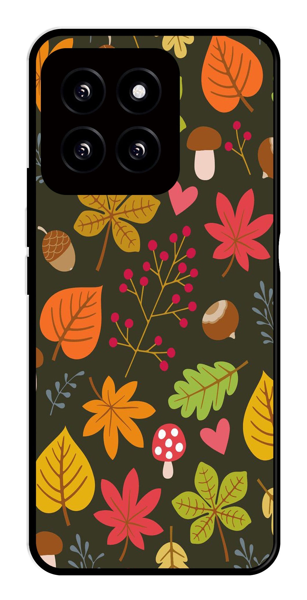 Leaves Design Metal Mobile Case for Xiaomi 14 5G   (Design No -51)
