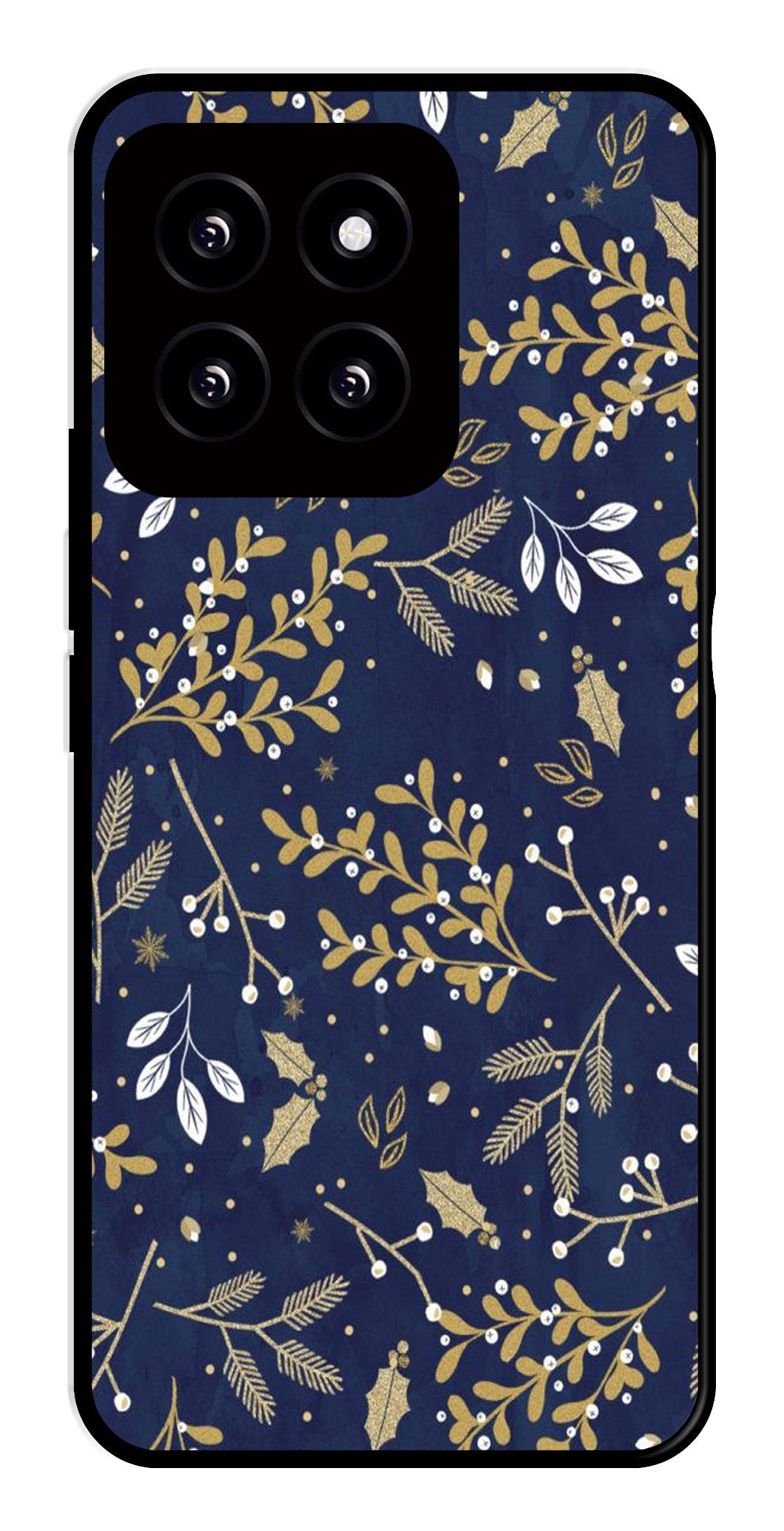 Floral Pattern  Metal Mobile Case for Xiaomi 14 5G   (Design No -52)