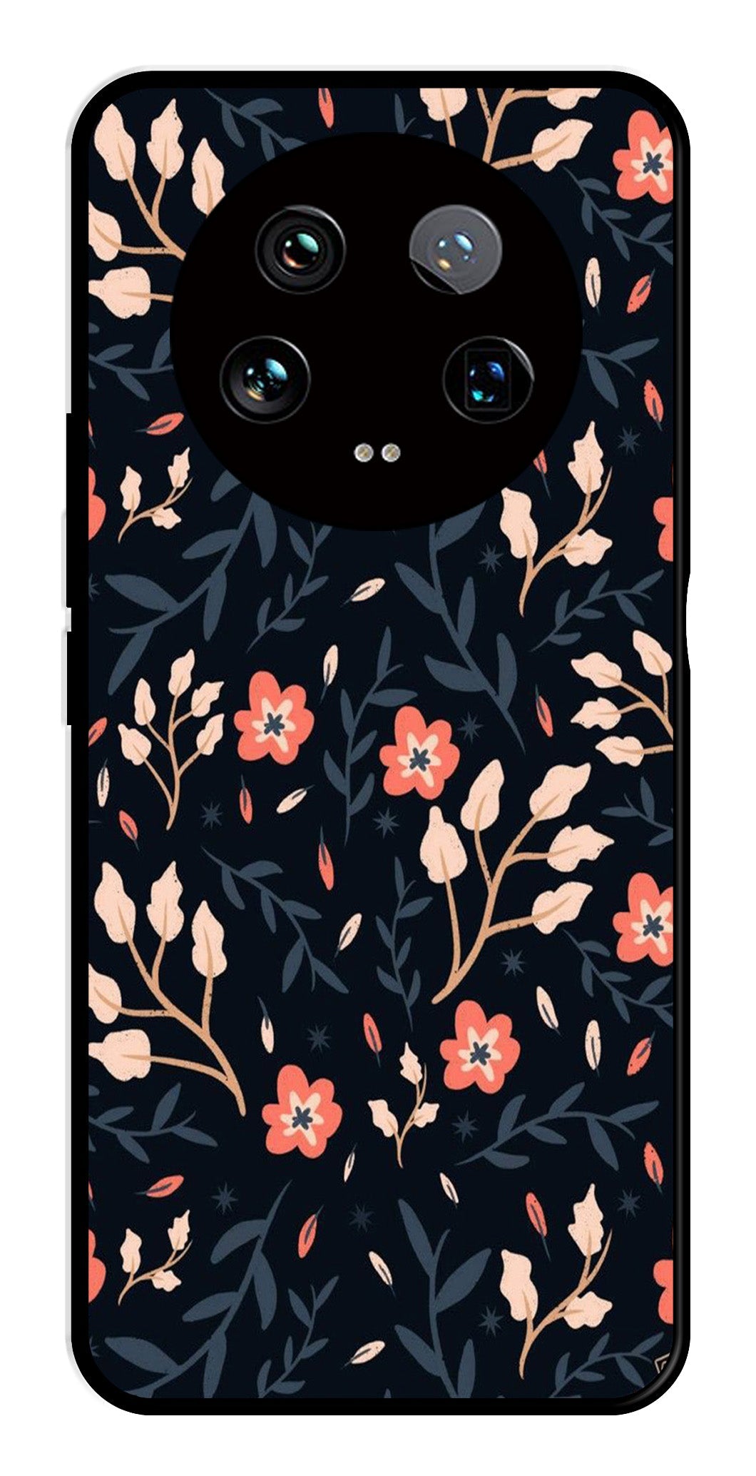 Floral Pattern Metal Mobile Case for Xiaomi 14 Ultra 5G   (Design No -10)