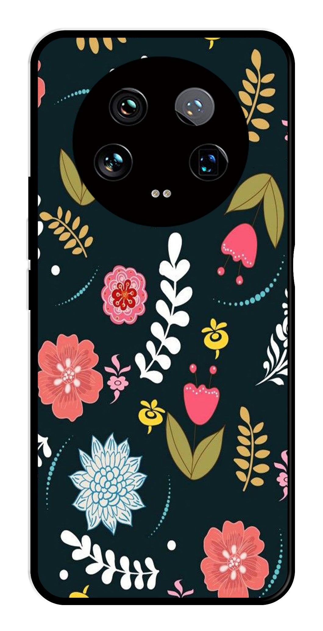 Floral Pattern2 Metal Mobile Case for Xiaomi 14 Ultra 5G   (Design No -12)