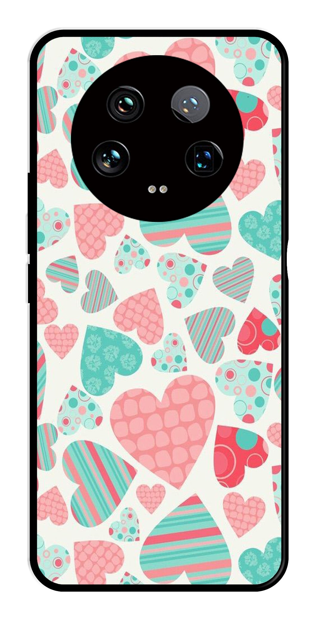 Hearts Pattern Metal Mobile Case for Xiaomi 14 Ultra 5G   (Design No -22)