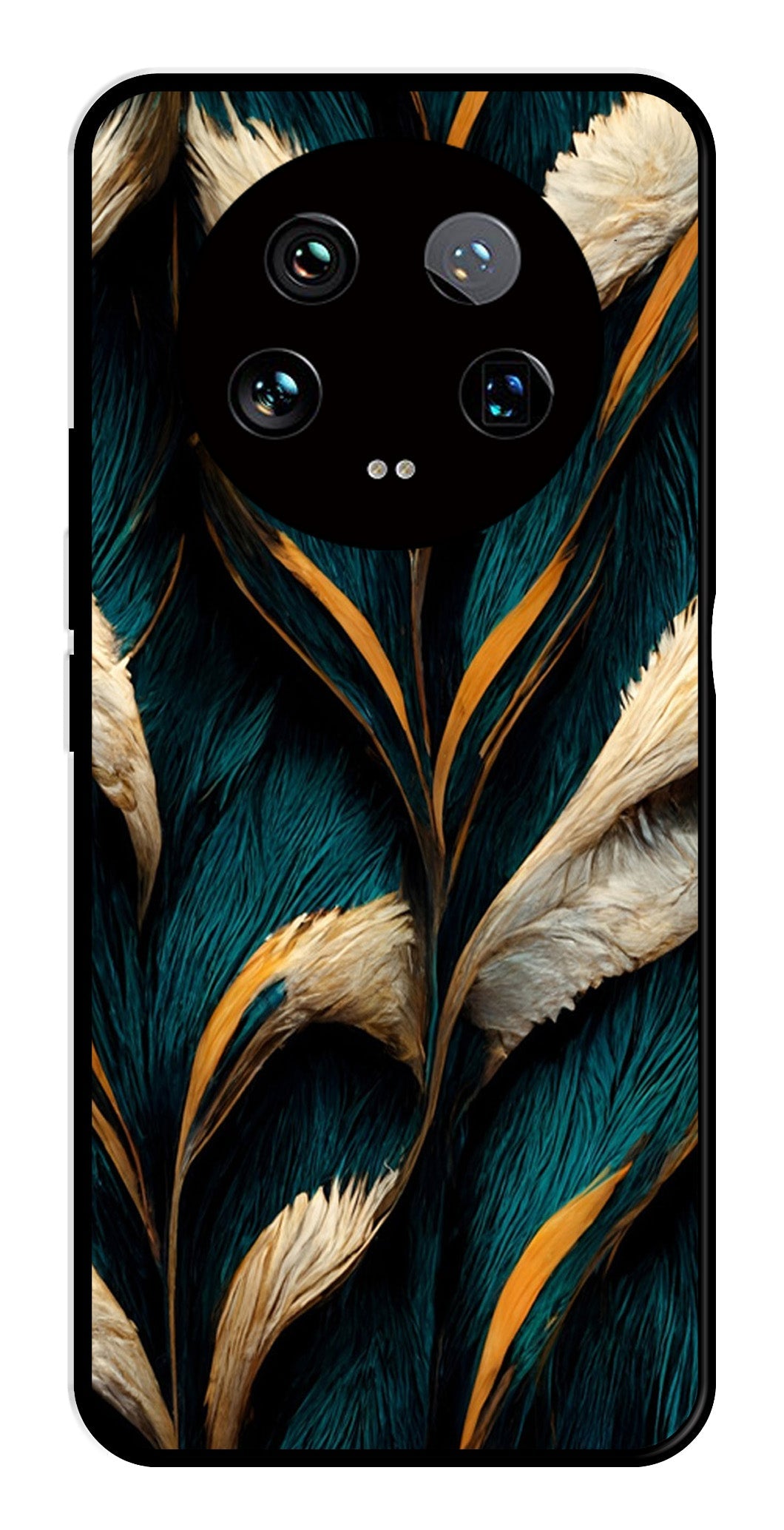 Feathers Metal Mobile Case for Xiaomi 14 Ultra 5G   (Design No -30)