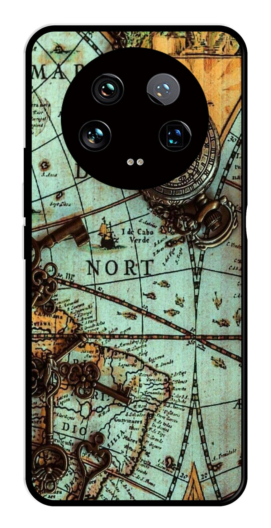Map Design Metal Mobile Case for Xiaomi 14 Ultra 5G   (Design No -54)