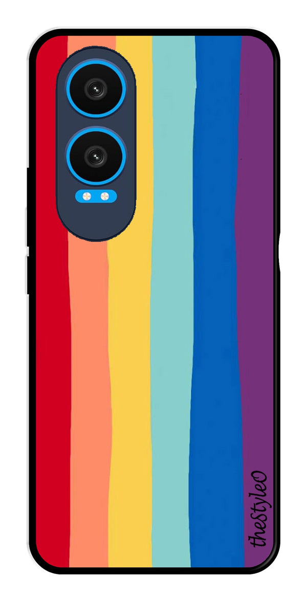 Rainbow MultiColor Metal Mobile Case for OnePlus Nord CE4 Lite (Design No -03)