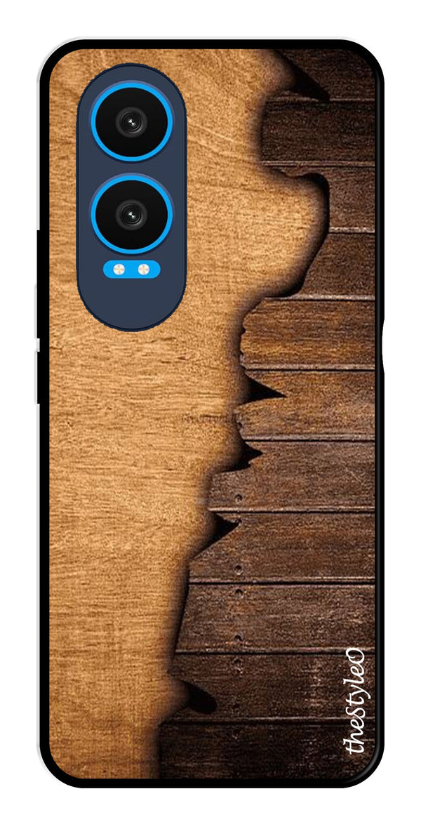 Wooden Design Metal Mobile Case for OnePlus Nord CE4 Lite (Design No -13)