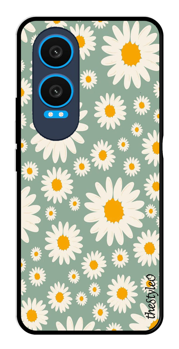 Floral Design Metal Mobile Case for OnePlus Nord CE4 Lite (Design No -87)