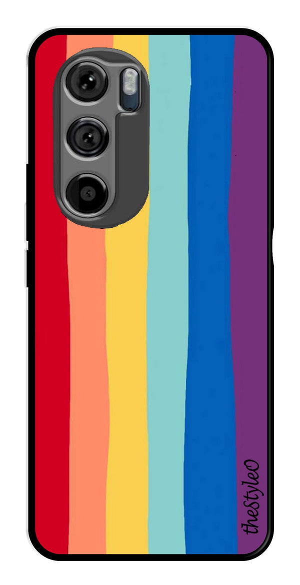 Rainbow MultiColor Metal Mobile Case for Moto Edge 30 (Design No -03)