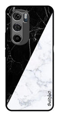 Black White Marble Design Metal Mobile Case for Moto Edge 30 (Design No -09)