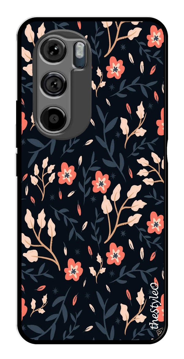 Floral Pattern Metal Mobile Case for Moto Edge 30 (Design No -10)