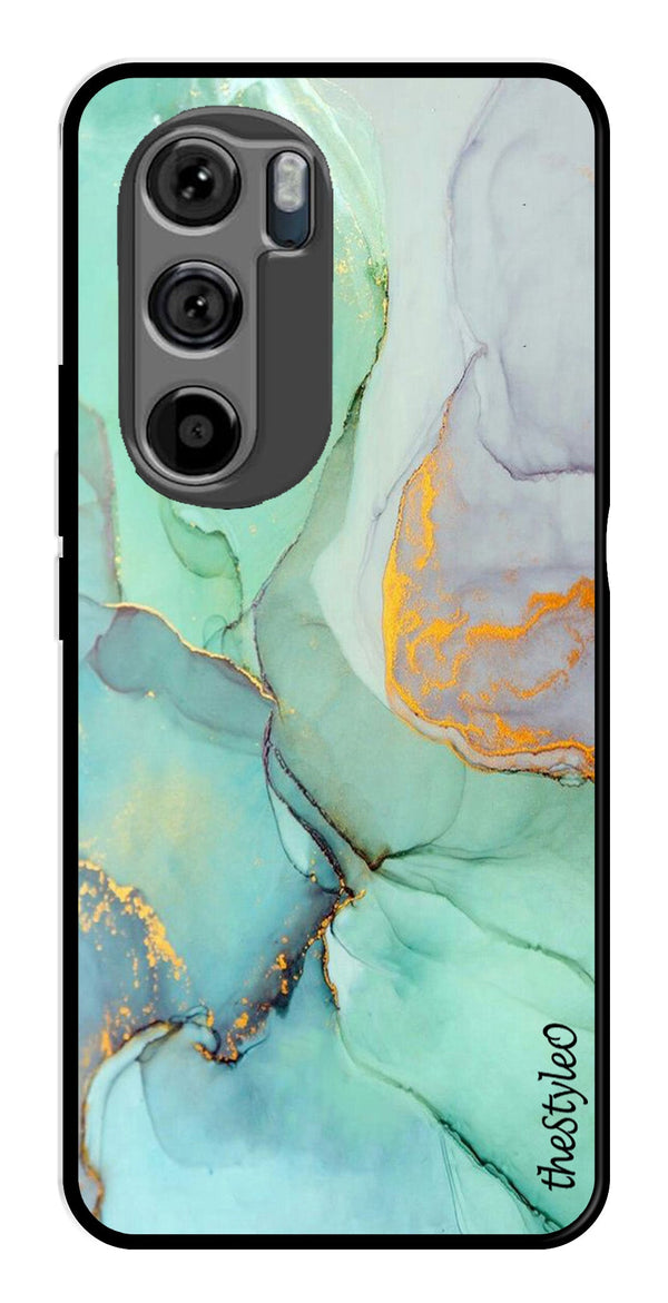 Orange Green Pattern Metal Mobile Case for Moto Edge 30 (Design No -45)