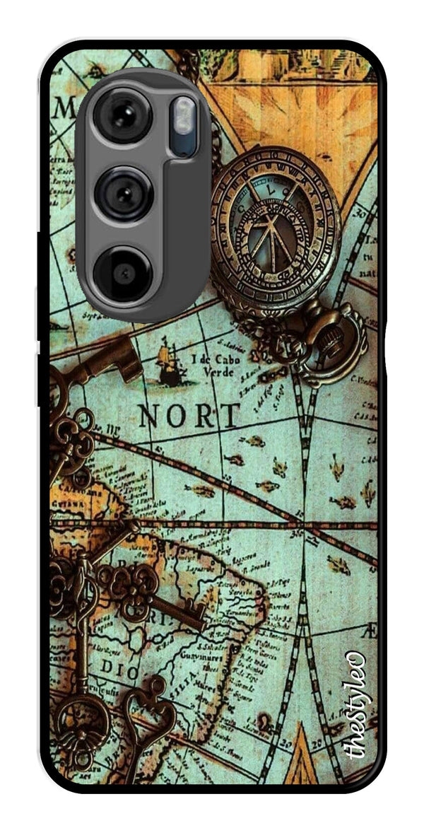 Marble Design Metal Mobile Case for Moto Edge 30 (Design No -53)