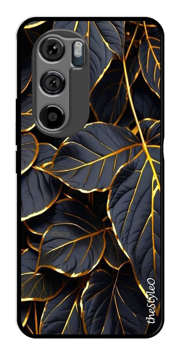 Gold Leaf Metal Mobile Case for Moto Edge 30 (Design No -73)
