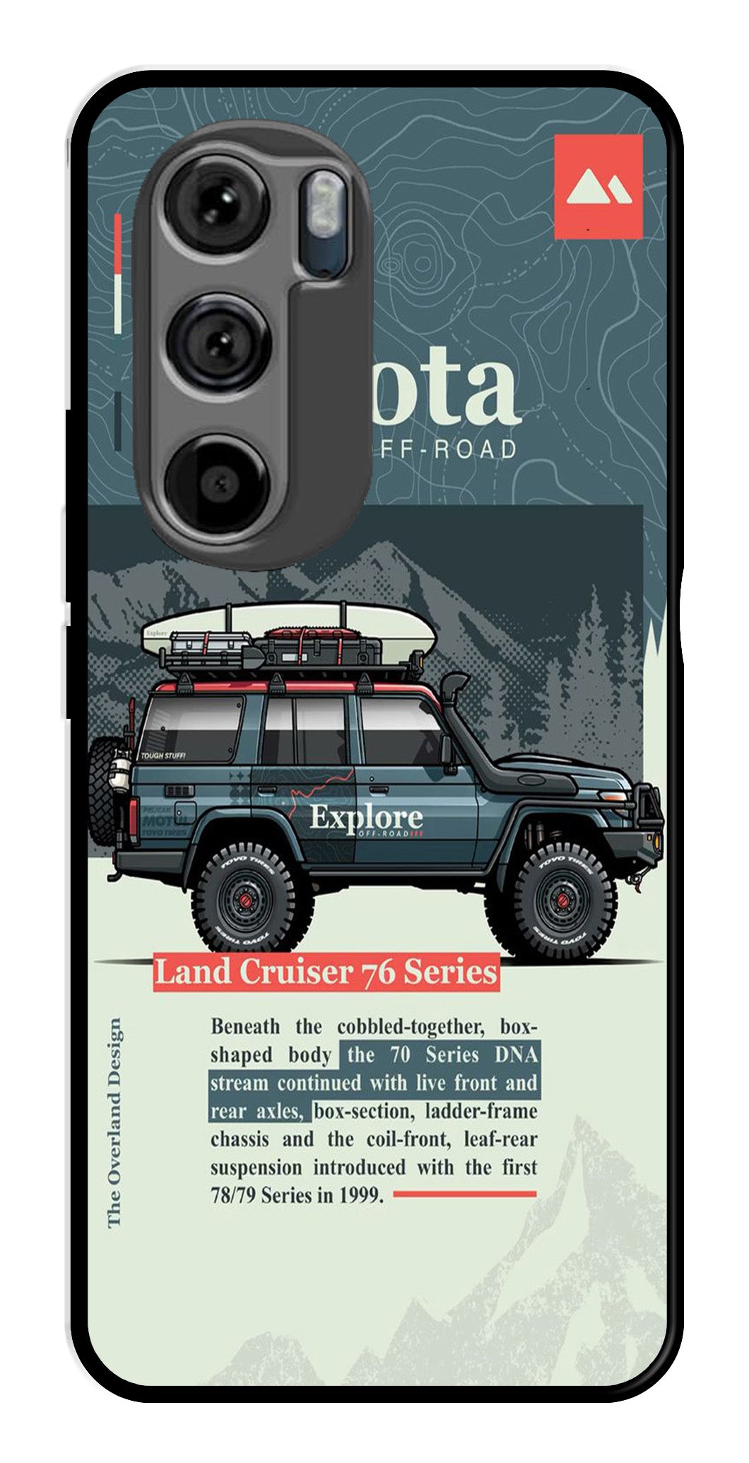 Land Cruiser Metal Mobile Case for Moto Edge 30 (Design No -78)
