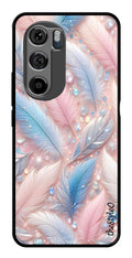 Feather Design Metal Mobile Case for Moto Edge 30 (Design No -85)