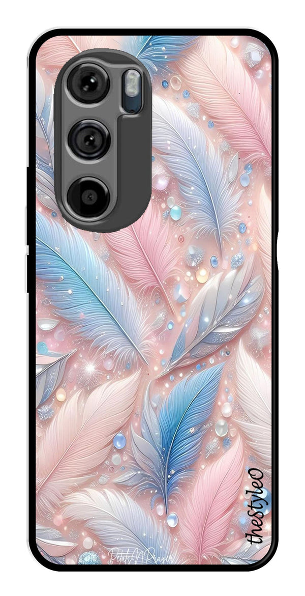 Feather Design Metal Mobile Case for Moto Edge 30 (Design No -85)