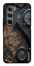Vintage Compass Metal Mobile Case for Moto Edge 30 (Design No -90)