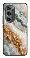 Marble Design Metal Mobile Case for Moto Edge 30 (Design No -92)