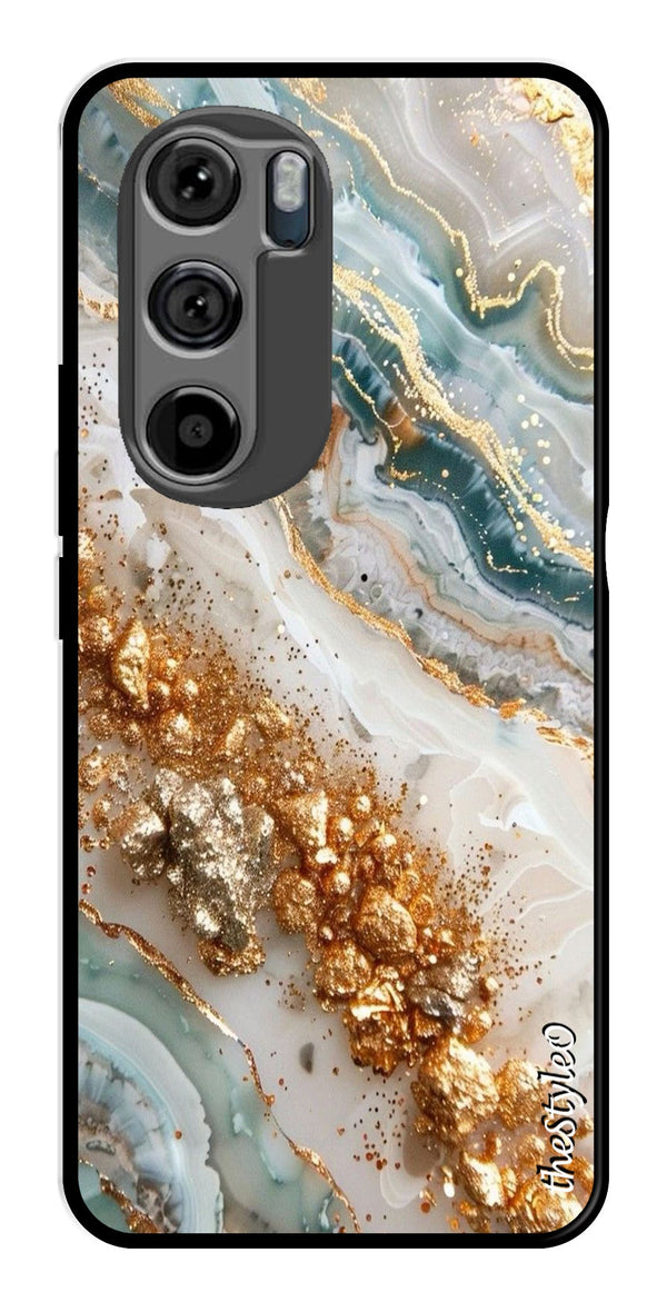 Marble Design Metal Mobile Case for Moto Edge 30 (Design No -92)
