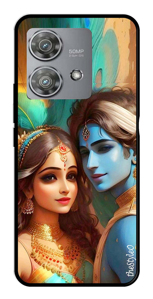 Lord Radha Krishna Metal Mobile Case for Moto Edge 40 Neo 5G (Design No -01)
