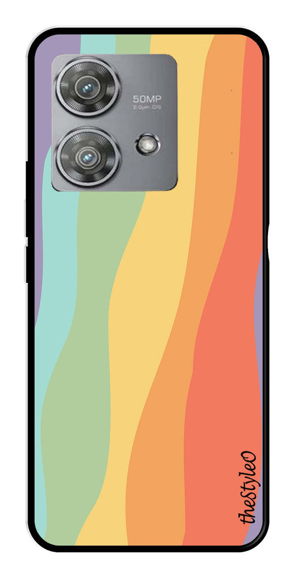 Muted Rainbow Metal Mobile Case for Moto Edge 40 Neo 5G (Design No -02)
