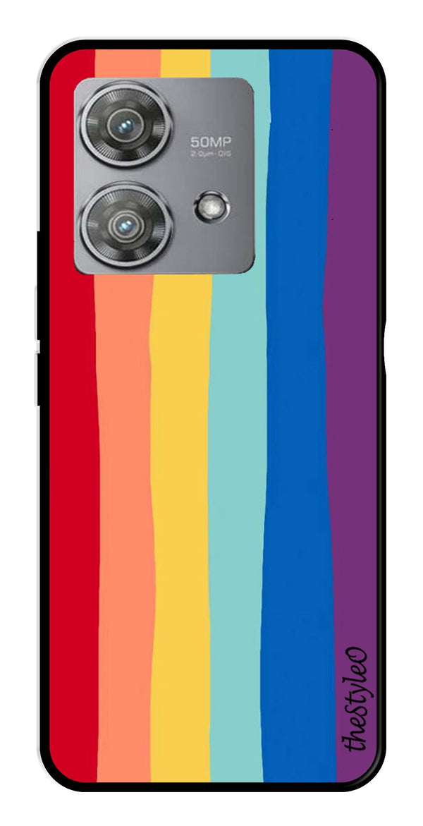 Rainbow MultiColor Metal Mobile Case for Moto Edge 40 Neo 5G (Design No -03)