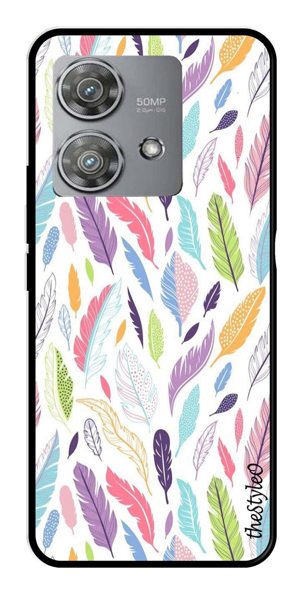 Colorful Feathers Metal Mobile Case for Moto Edge 40 Neo 5G (Design No -06)