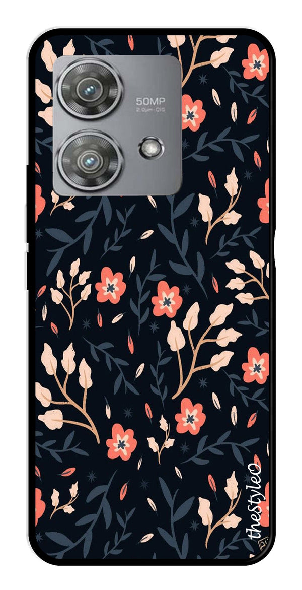 Floral Pattern Metal Mobile Case for Moto Edge 40 Neo 5G (Design No -10)