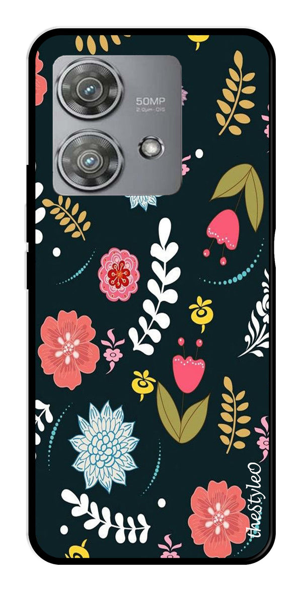 Floral Pattern2 Metal Mobile Case for Moto Edge 40 Neo 5G (Design No -12)