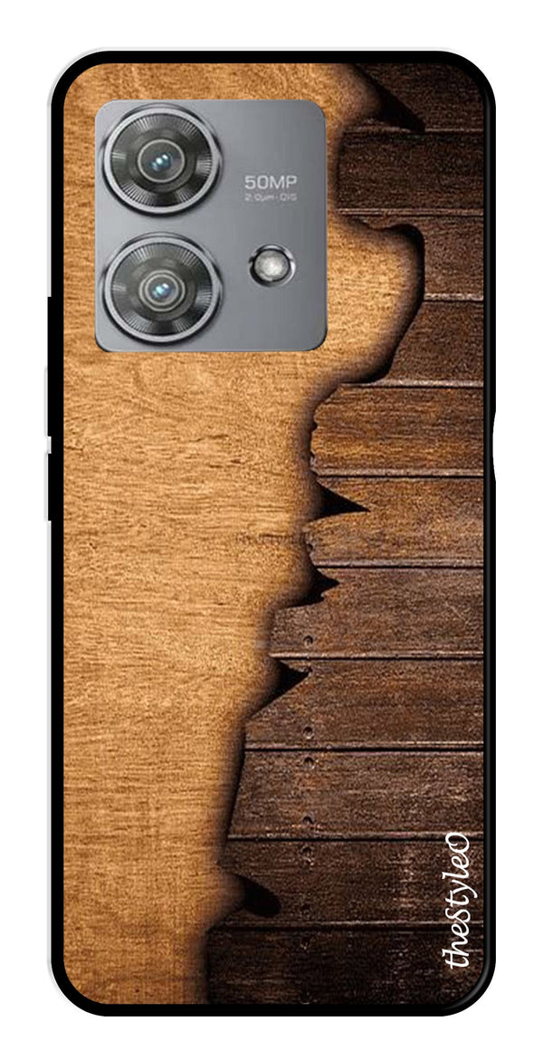 Wooden Design Metal Mobile Case for Moto Edge 40 Neo 5G (Design No -13)
