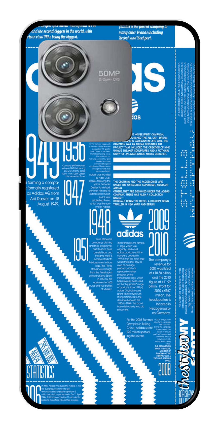 Adidas Design Metal Mobile Case for Moto Edge 40 Neo 5G (Design No -58)