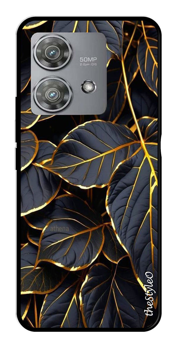 Gold Leaf Metal Mobile Case for Moto Edge 40 Neo 5G (Design No -73)