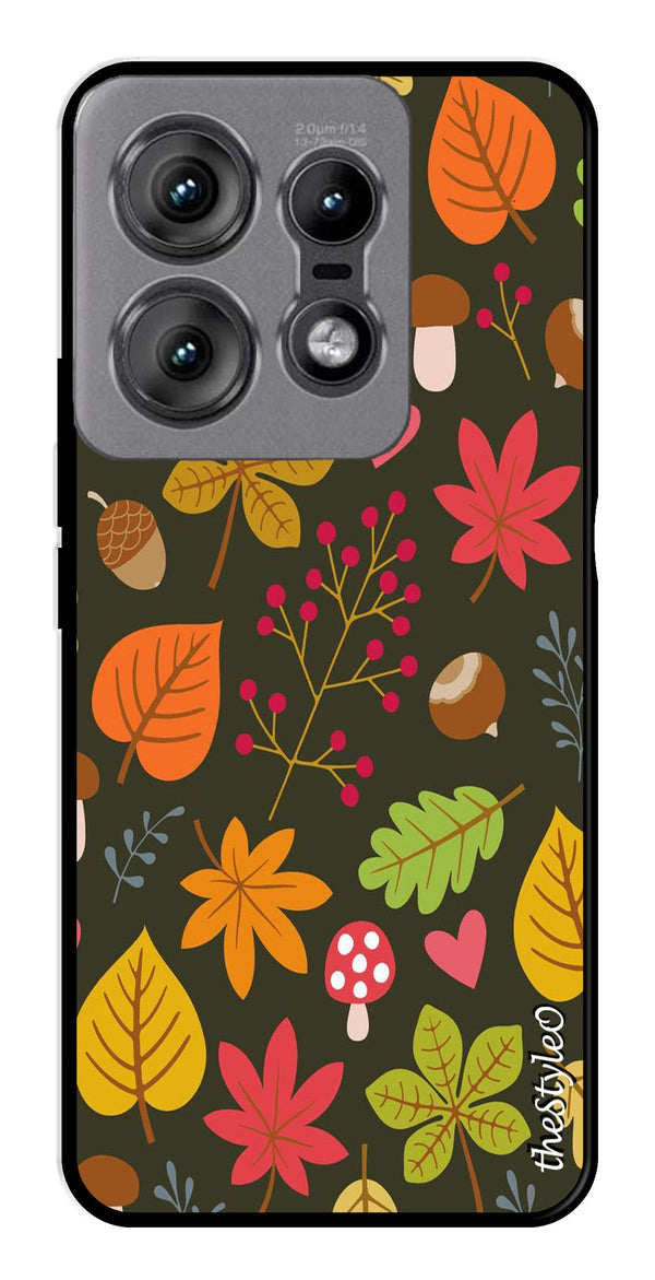 Flower Leaves Design Metal Mobile Case for Moto Edge 50 Pro 5G (Design No -50)