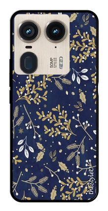 Leaves Design Metal Mobile Case for Moto Edge 50 Ultra 5G