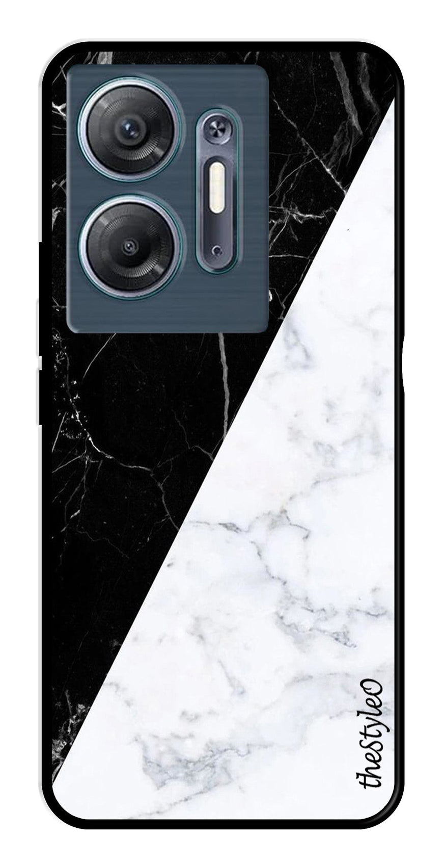 Black White Marble Design Metal Mobile Case for Infinix Hot 30 5G (Design No -09)