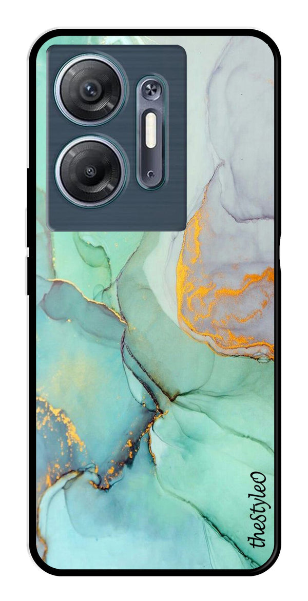 Orange Green Pattern Metal Mobile Case for Infinix Hot 30 5G (Design No -45)