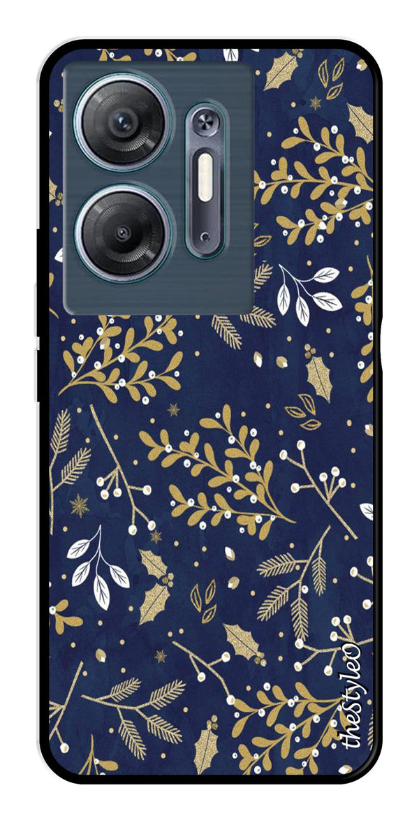 Leaves Design Metal Mobile Case for Infinix Hot 30 5G (Design No -51)
