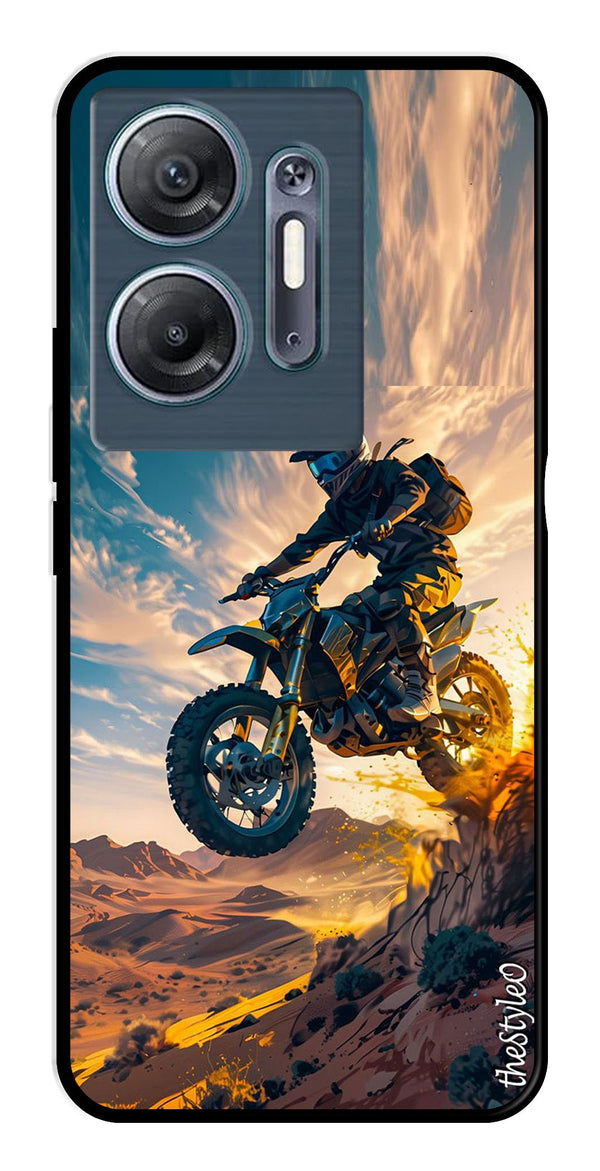 Bike Rider Metal Mobile Case for Infinix Hot 30 5G (Design No -59)