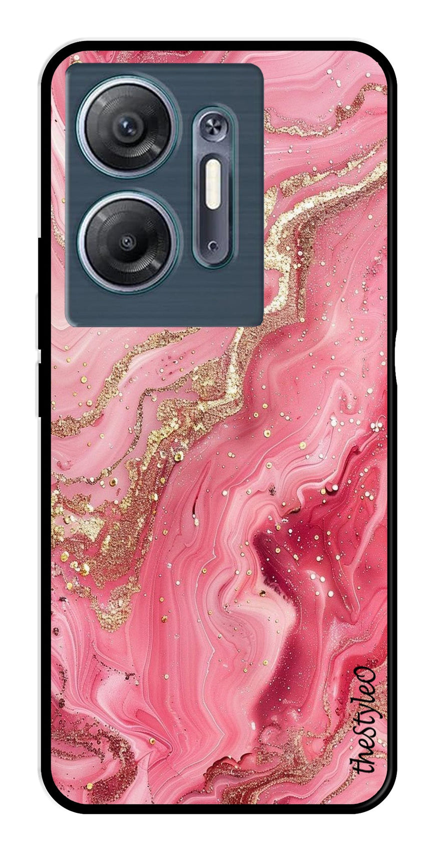 Pink Marble Metal Mobile Case for Infinix Hot 30 5G (Design No -66)