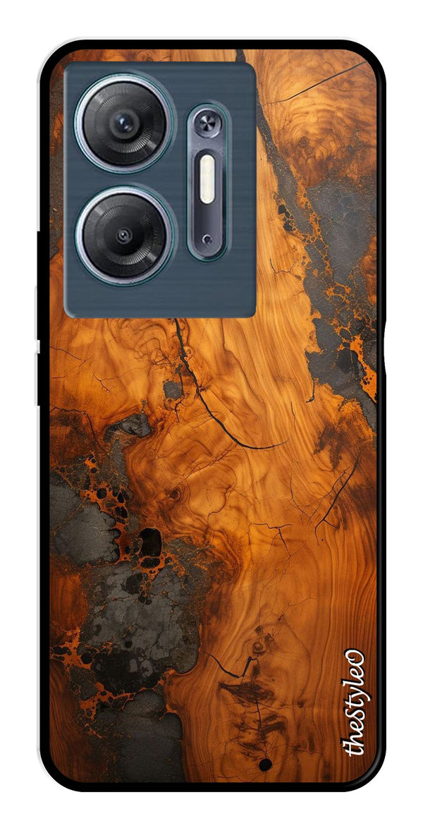 Wooden Design Metal Mobile Case for Infinix Hot 30 5G (Design No -74)