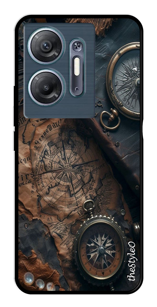 Vintage Compass Metal Mobile Case for Infinix Hot 30 5G (Design No -90)