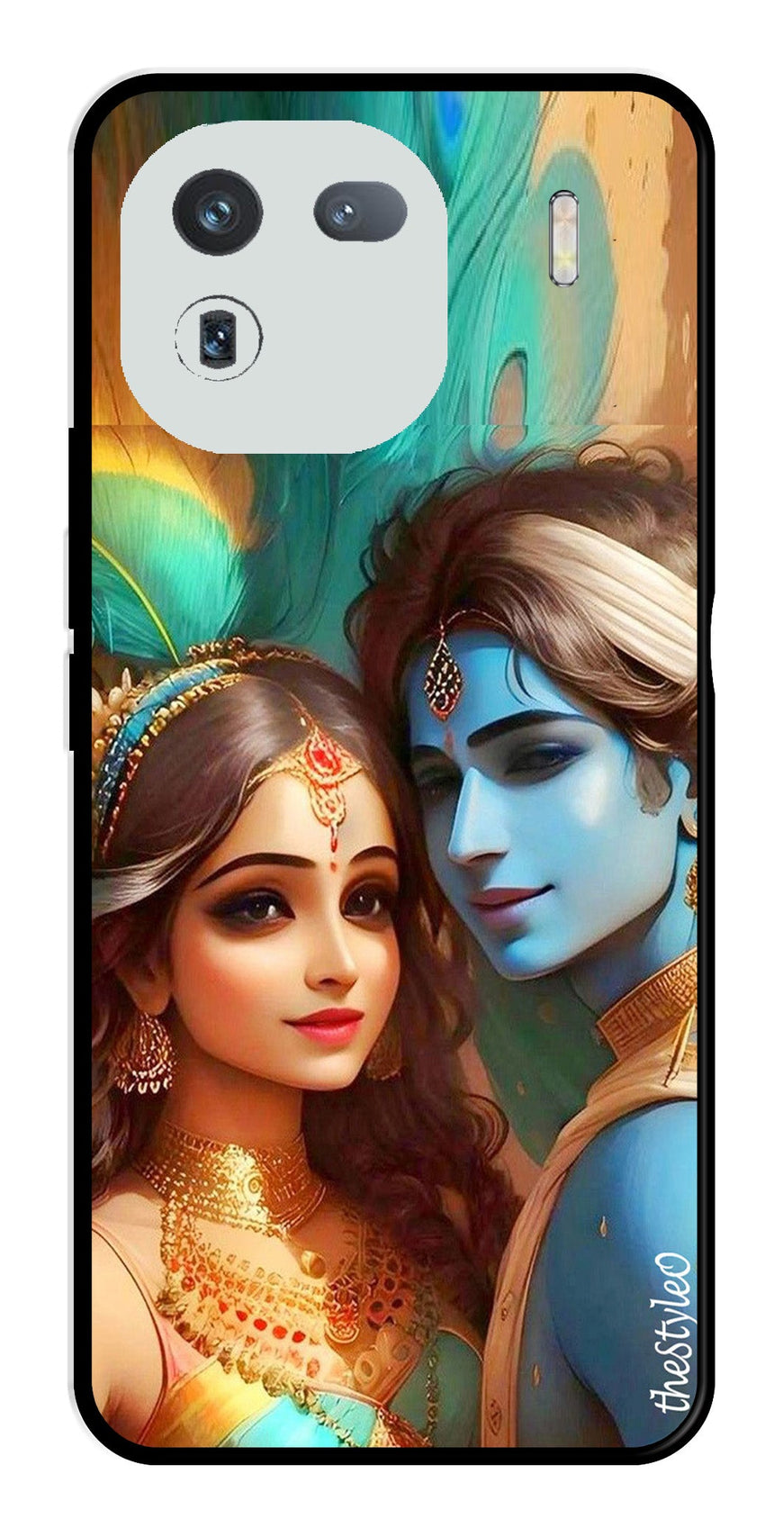 Lord Radha Krishna Metal Mobile Case for iQOO 12 5G (Design No -01)
