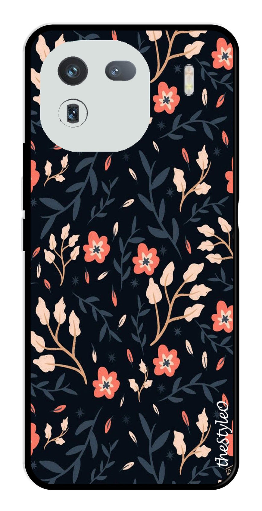 Floral Pattern Metal Mobile Case for iQOO 12 5G (Design No -10)