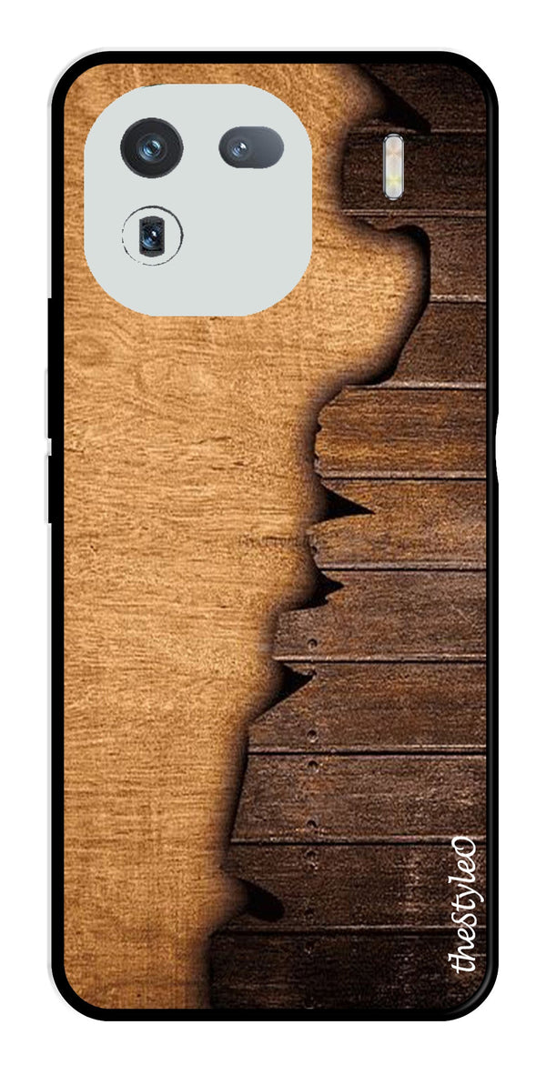 Wooden Design Metal Mobile Case for iQOO 12 5G (Design No -13)