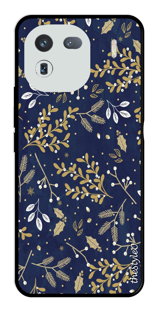 Leaves Design Metal Mobile Case for iQOO 12 5G (Design No -51)