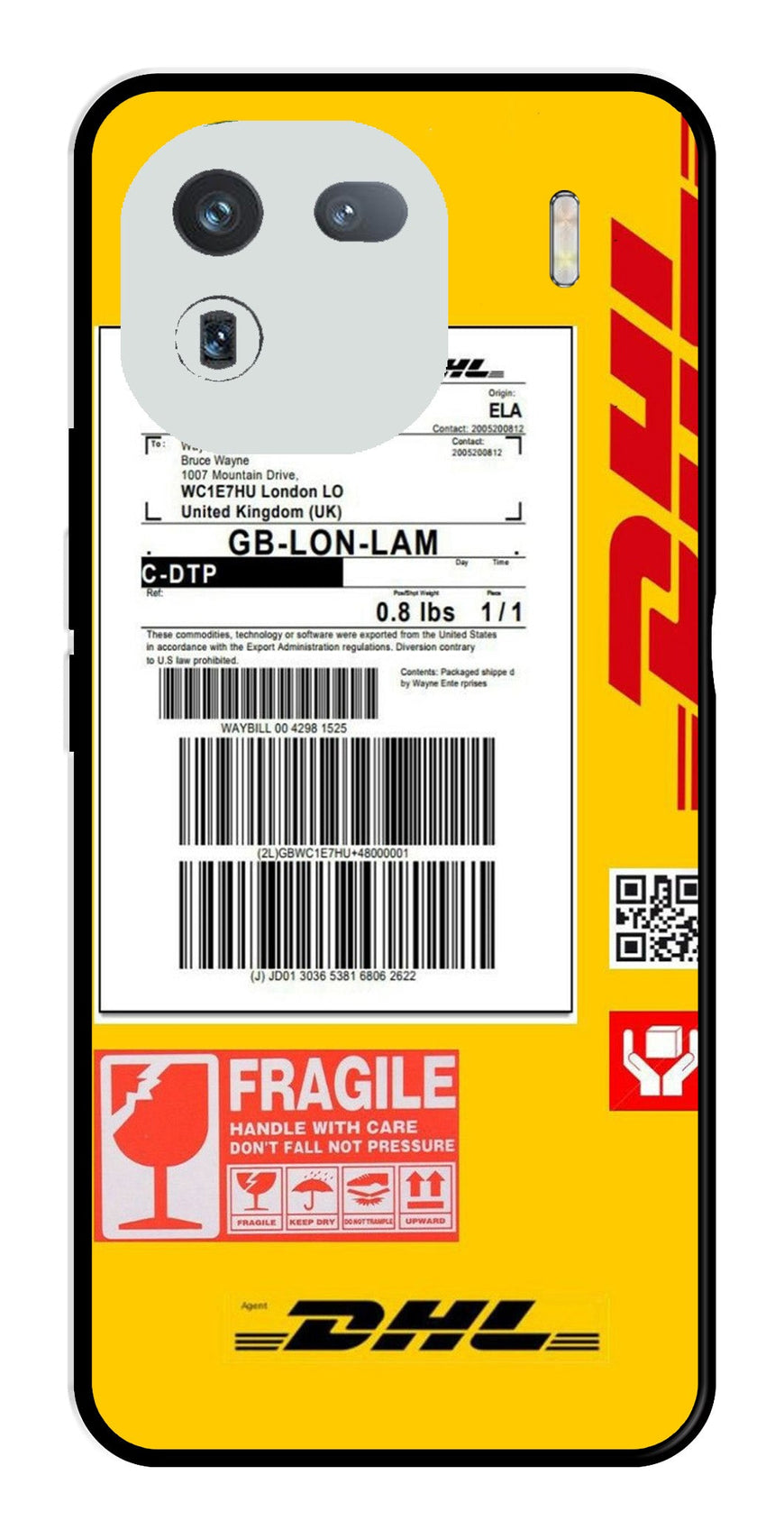 DHL Label Metal Mobile Case for iQOO 12 5G (Design No -61)